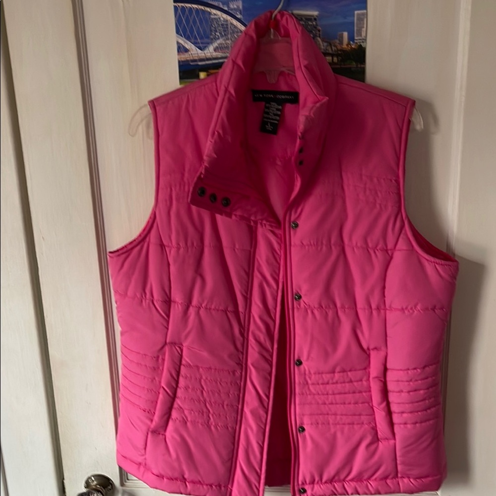 New York & Company Vibrant Pink Puffer Vest